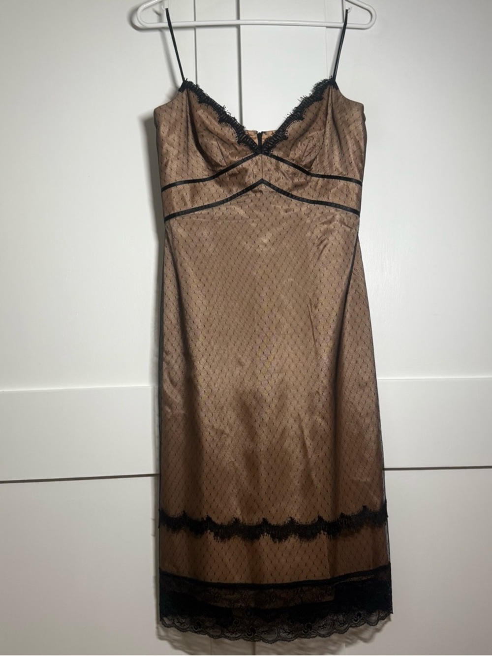 ABS Evening By Allen Schwartz 90s Y2K Dress Black Lace Over Slip Size 6